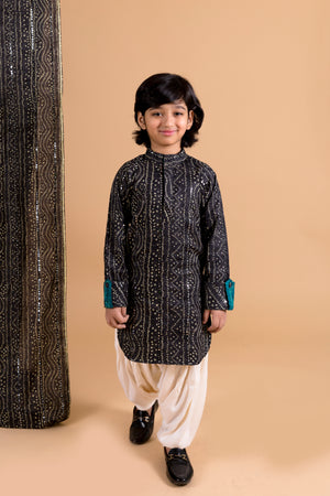 Black Bandhni Pathani With Rayon Salwar