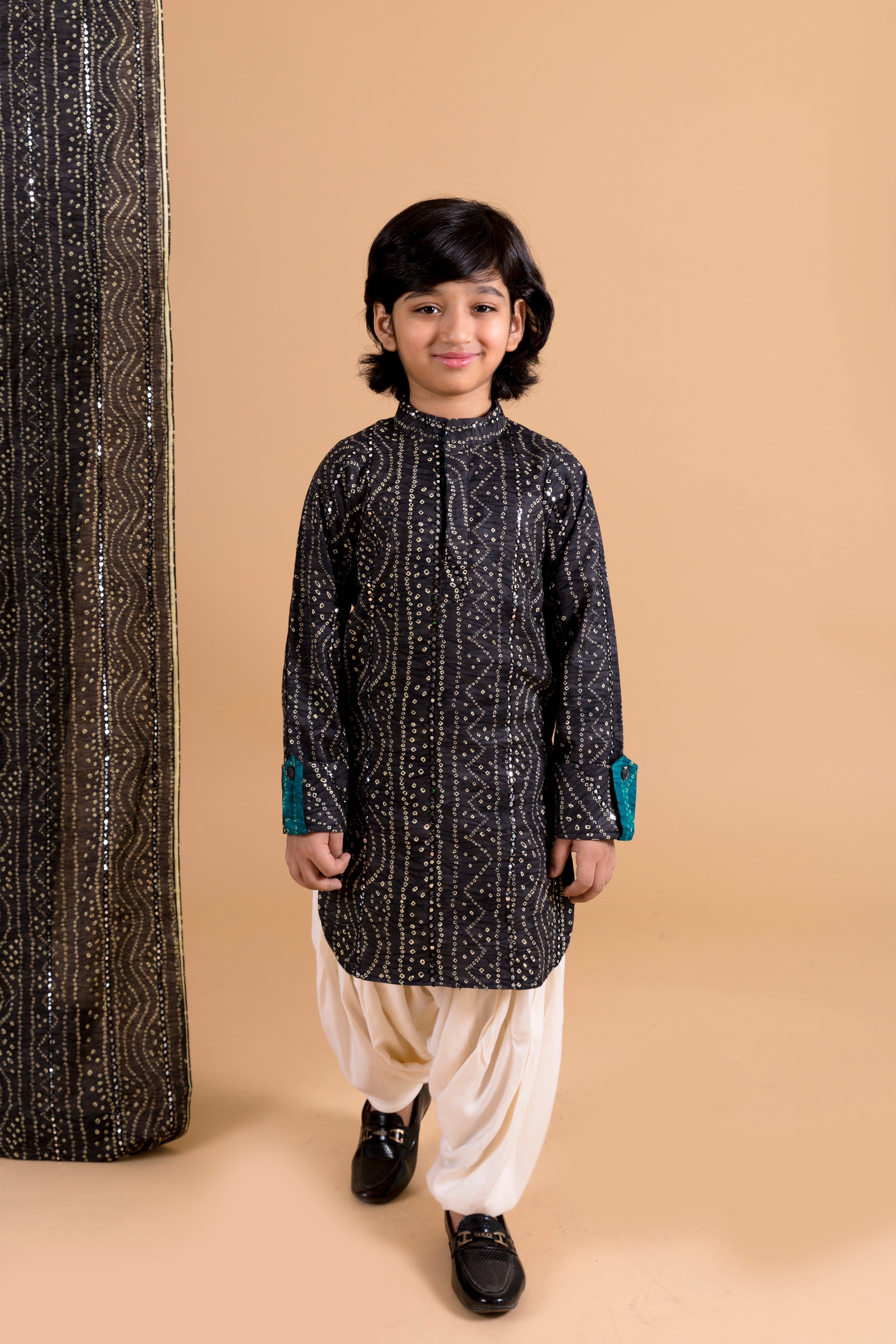 Black Bandhni Pathani With Rayon Salwar