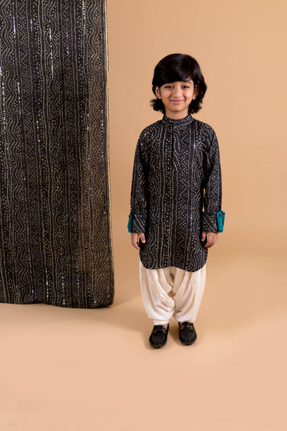 Black Bandhni Pathani With Rayon Salwar