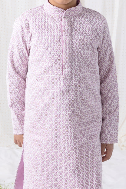 Lilac Sequin and Thread Work Kurta Set