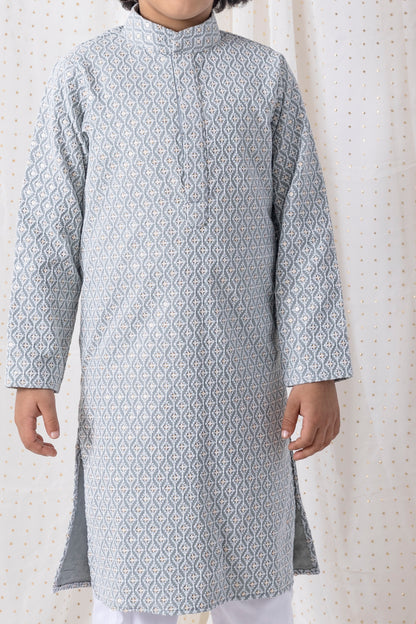 Grey Sequin and Thread Work Kurta Set