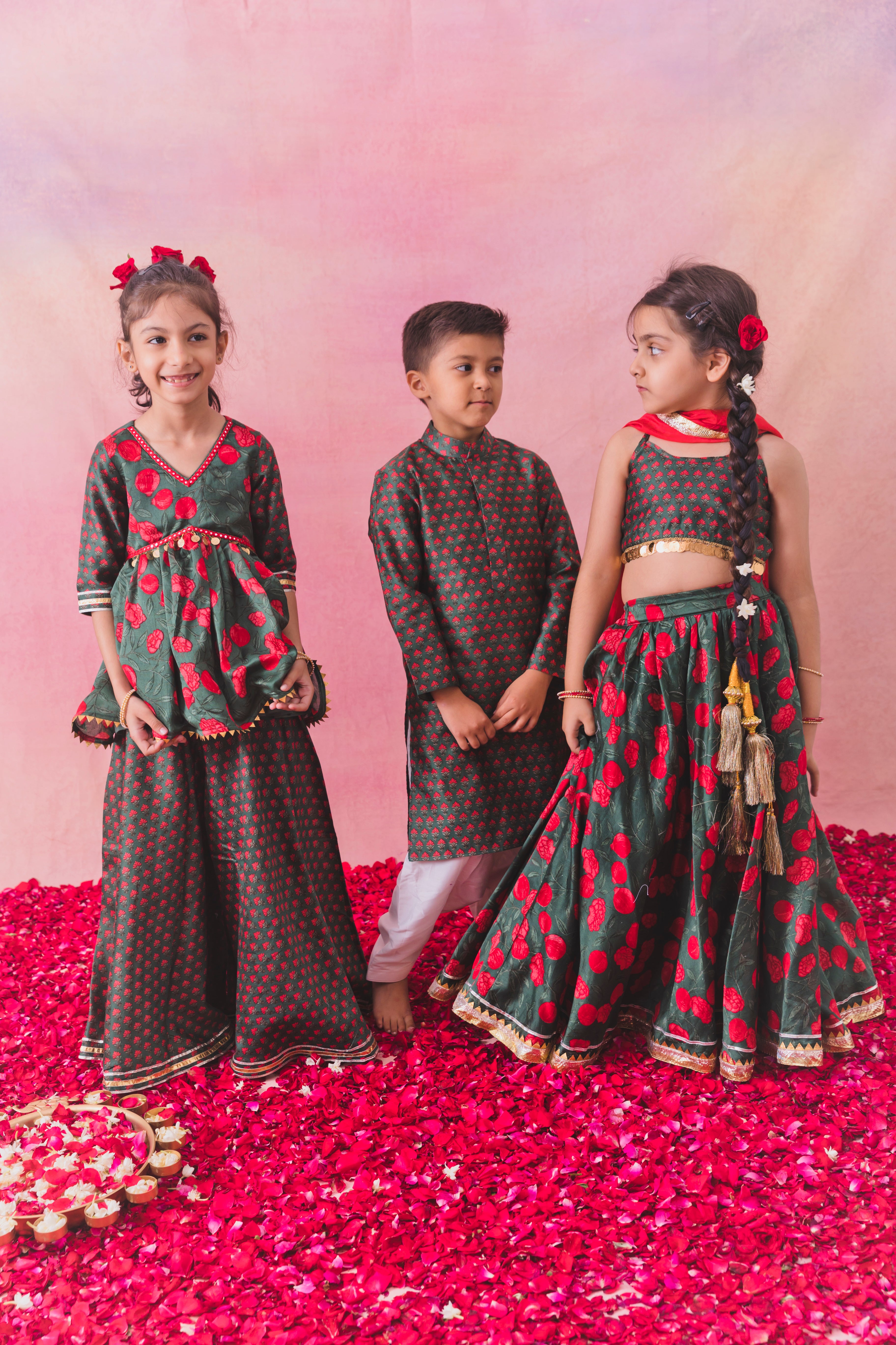 Green Chanderi Kurta With Salwar