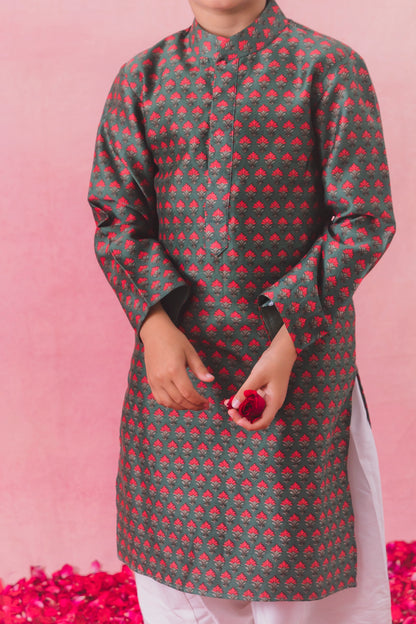 Green Chanderi Kurta With Salwar