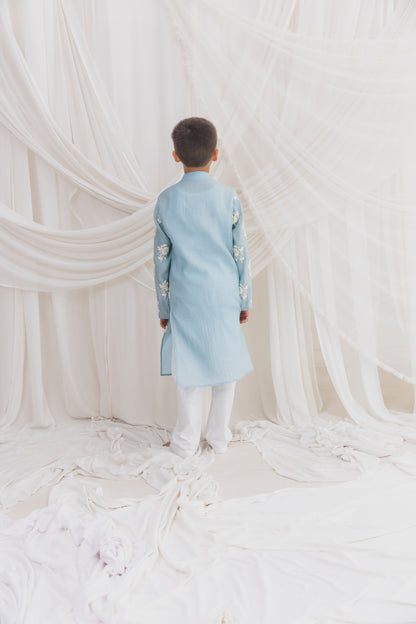 Blue Embroided Kurta with Pants