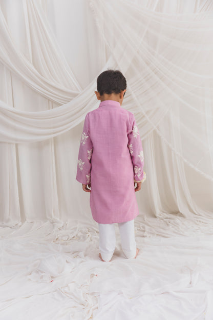 Pink Embroided kurta with Pants