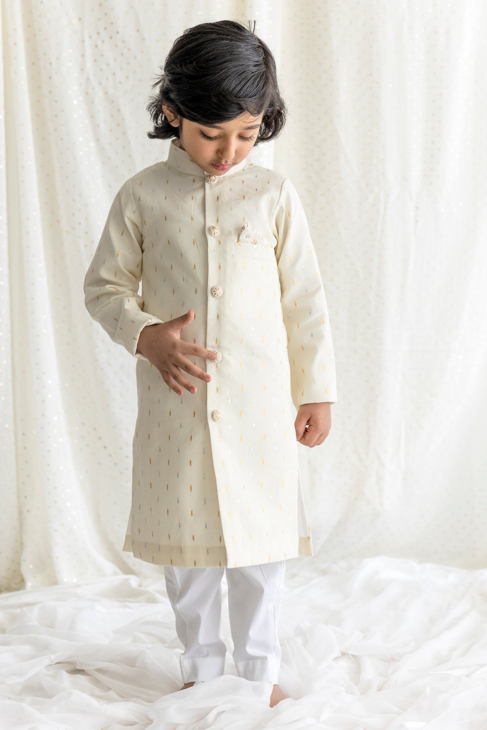 Gold And Silver Thread Work Sherwani