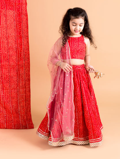 Red Bandhani Lehnga