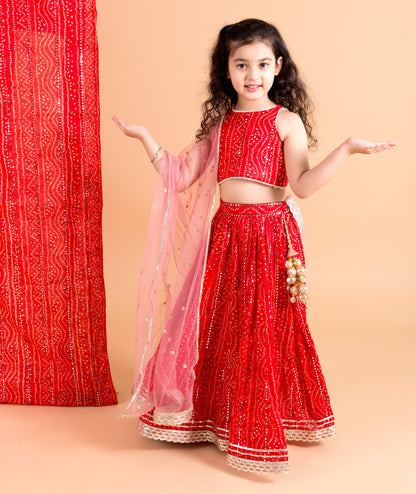 Red Bandhani Lehnga