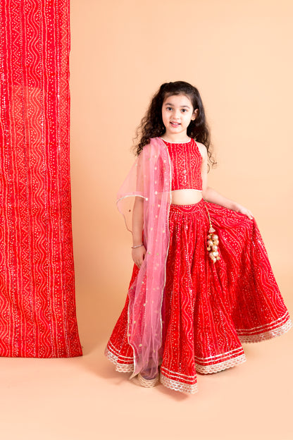Red Bandhani Lehnga