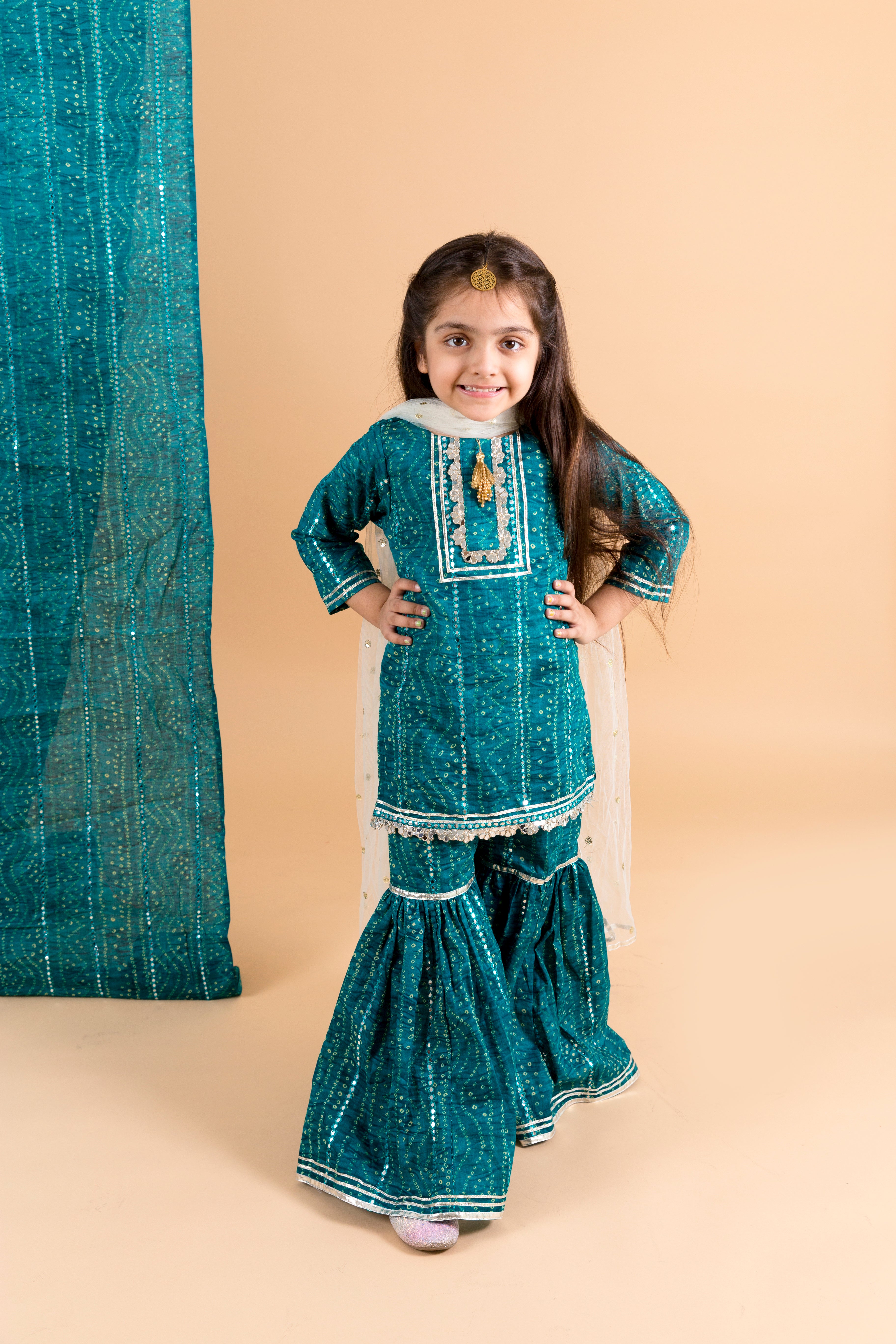 Blue Bandhni Shirt And Sharara