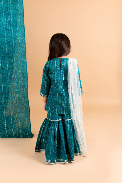 Blue Bandhni Shirt And Sharara