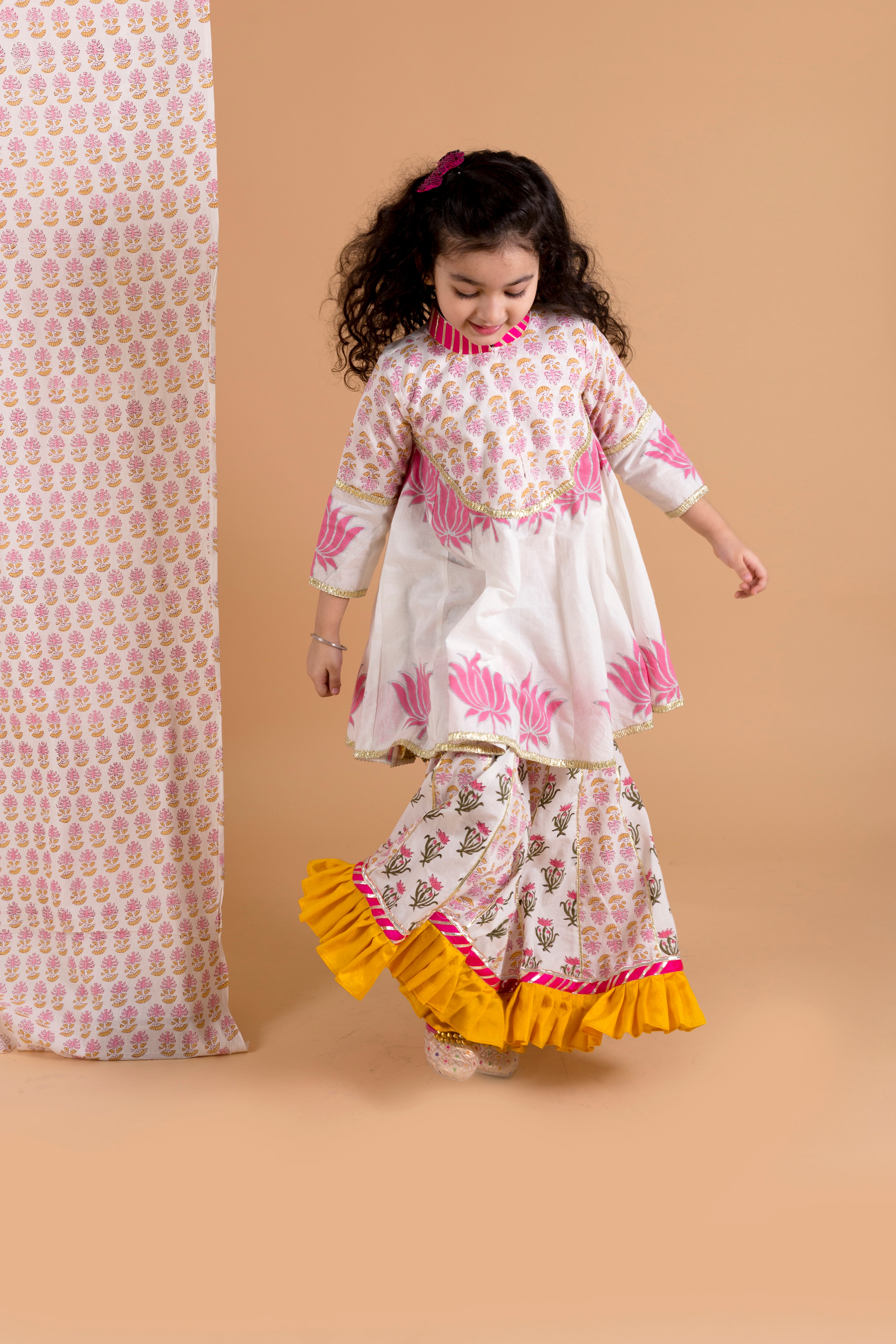 Lotus Print Top With Sharara