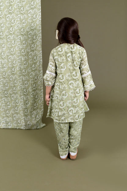 Green Muslin Kurta Dhoti Set