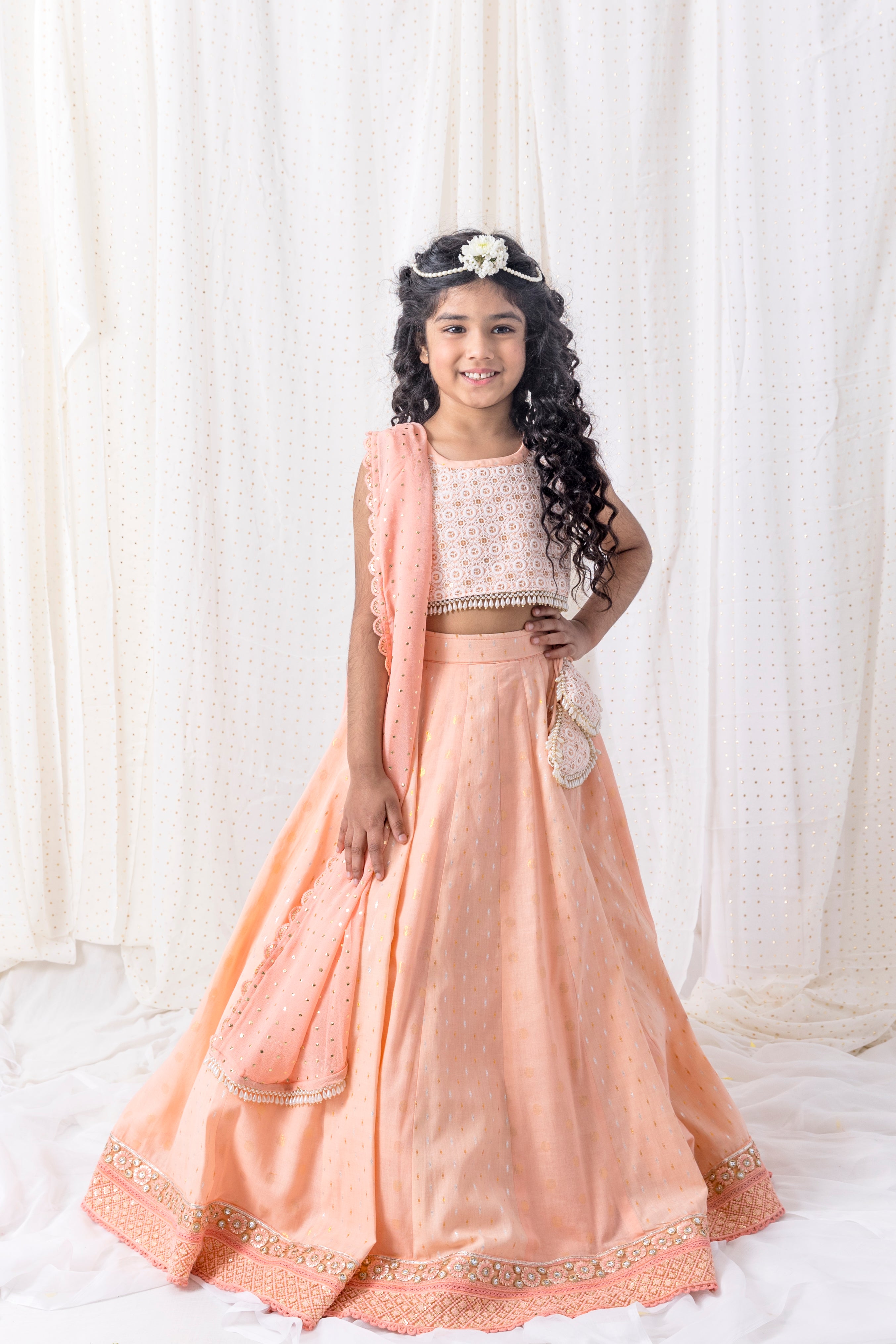 Peach lehnga