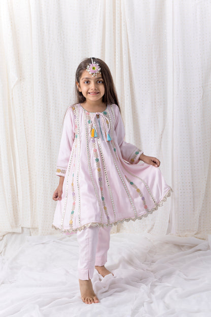 Pink Muslin Top with Pants