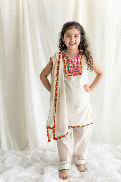 Mutlicolor Mirror Work Kurta And Salwar