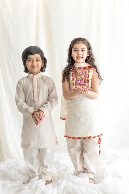 Mutlicolor Mirror Work Kurta And Salwar
