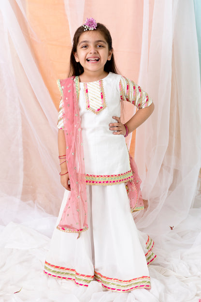 Off White Muslin Top with Sharara