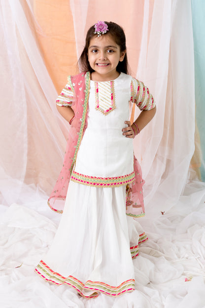 Off White Muslin Top with Sharara