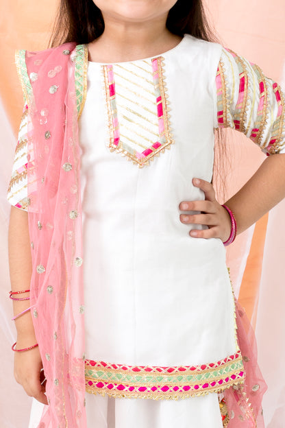 Off White Muslin Top with Sharara