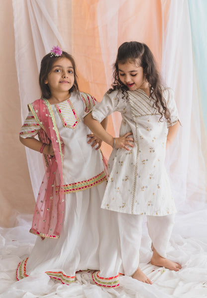 Off White Muslin Top with Sharara