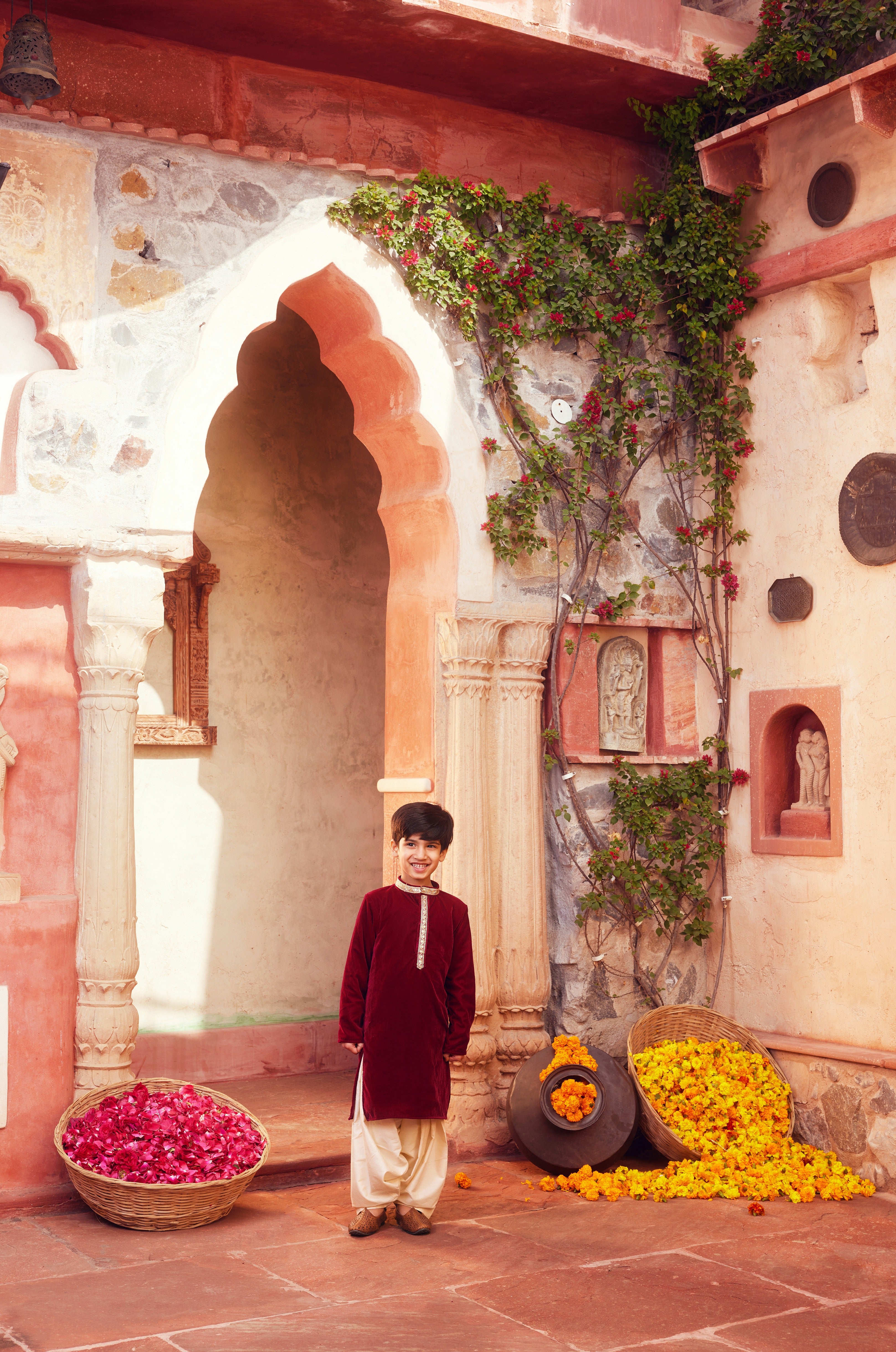 Maroon Kurta with white pant