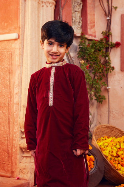 Maroon Kurta with white pant