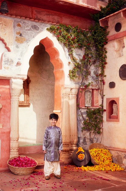 Purple Kurta with white pant