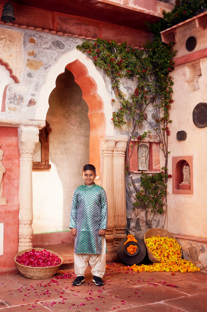 Sky blue Kurta with white pant