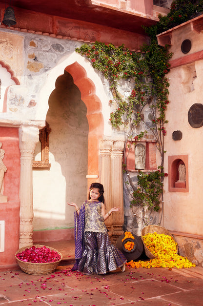 Purple Brocade kurta with matching sharara and dupatta