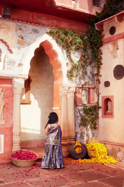 Purple Brocade kurta with matching sharara and dupatta