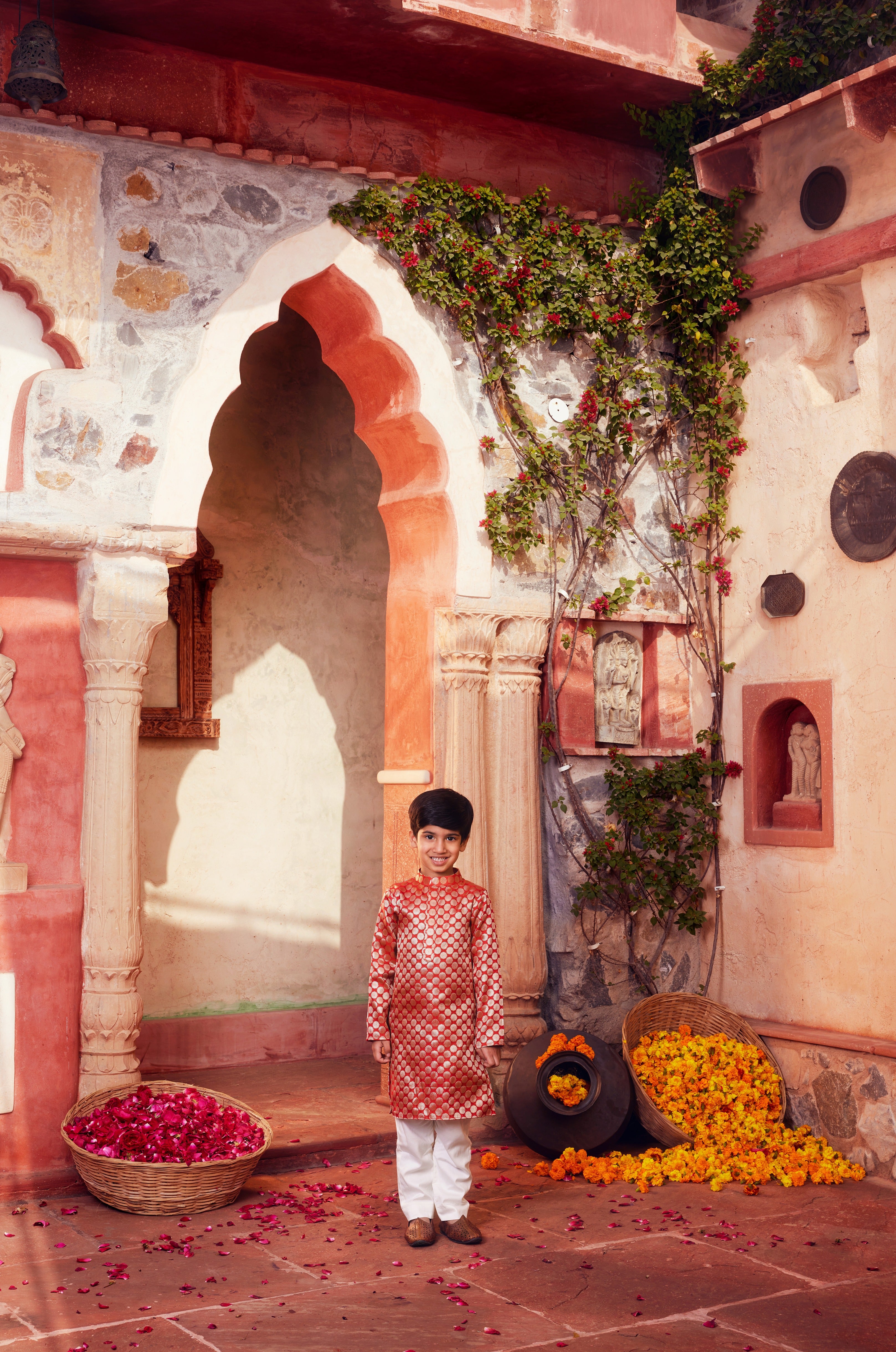 Orange Kurta with white pant