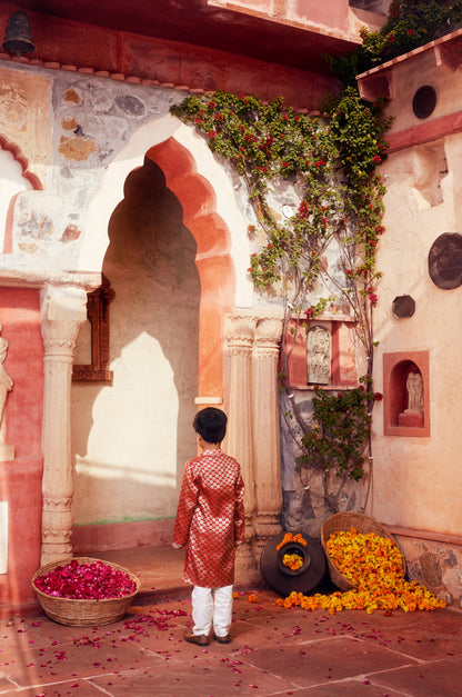 Orange Kurta with white pant