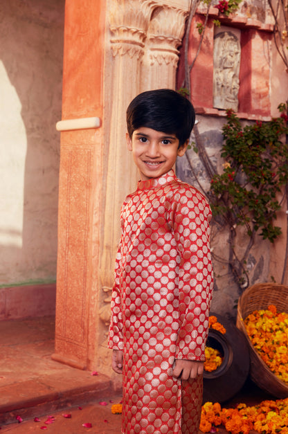 Orange Kurta with white pant