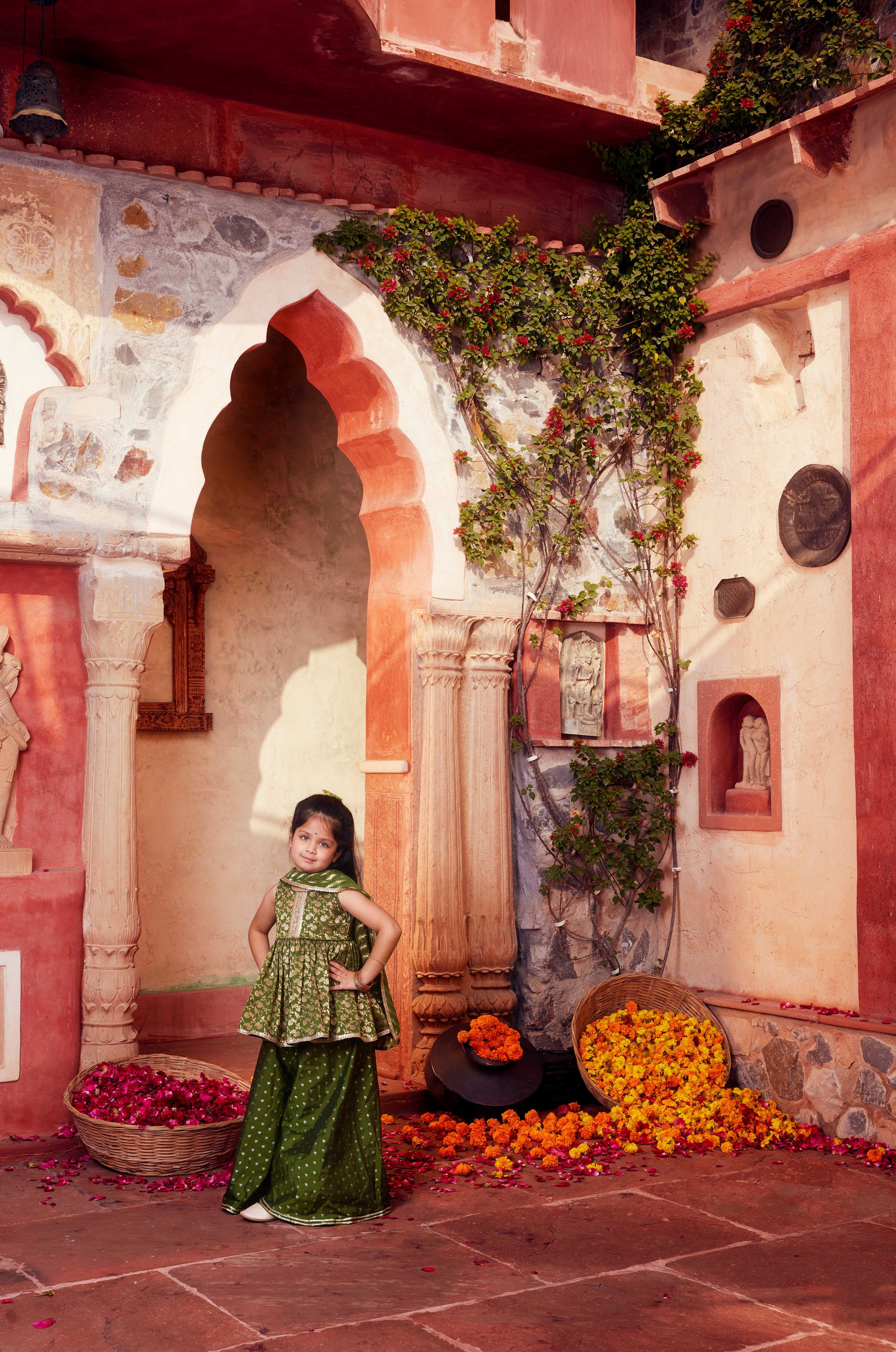 Green peplum top with Palazzo and dupatta