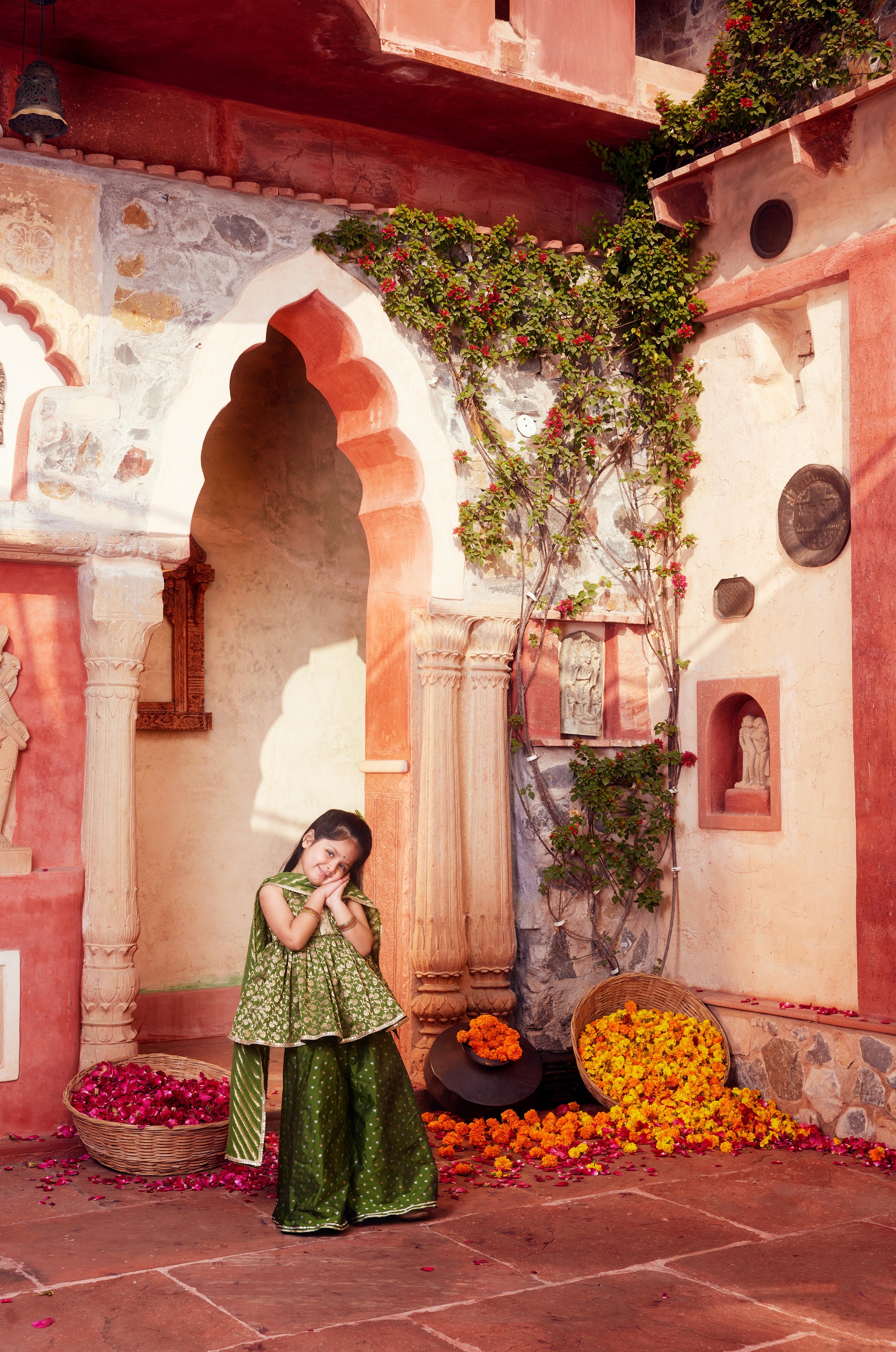 Green peplum top with Palazzo and dupatta