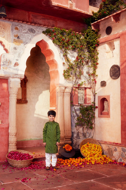 Green Kurta with white pant