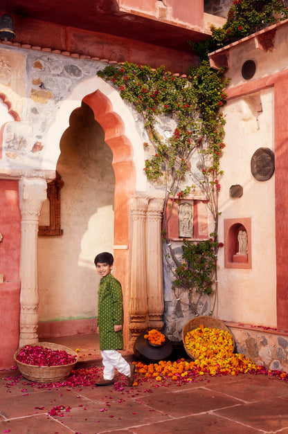 Green Kurta with white pant