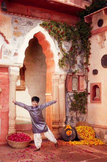 Purple Kurta with white pant