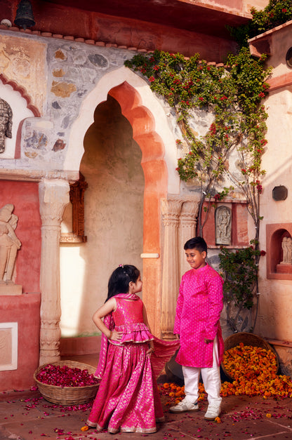 Pink Kurta with white pant
